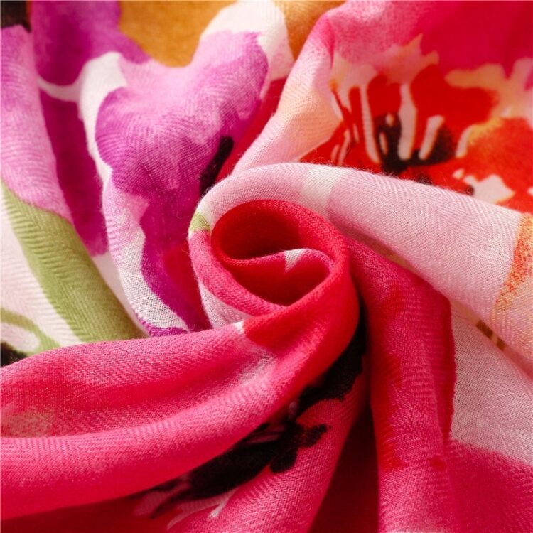 Foulard à imprimé Floral pour femme rose foulard a imprime floral pour femme rose 4