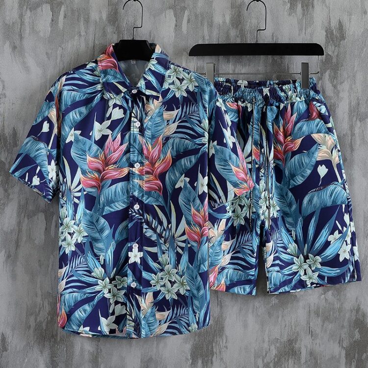 Ensemble de plage fleuri tropical pour homme