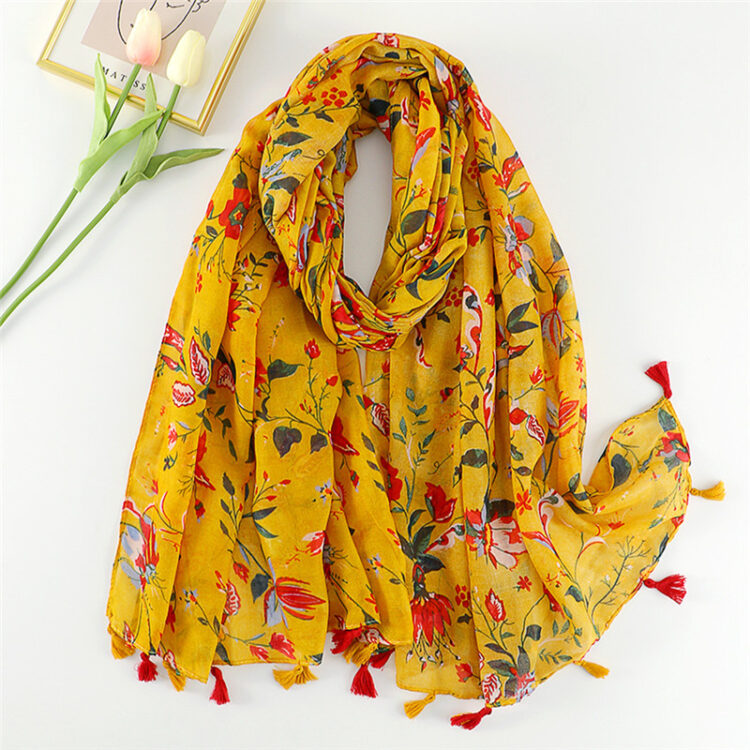 Foulard à imprimé Floral pour femme de couleur orange