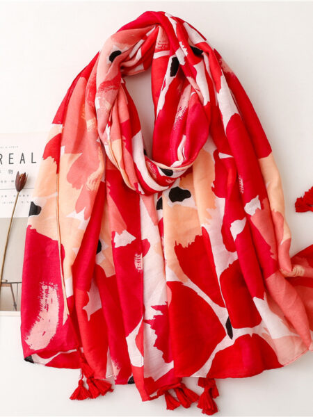 Foulard à imprimé Floral pour femme de couleur rouge